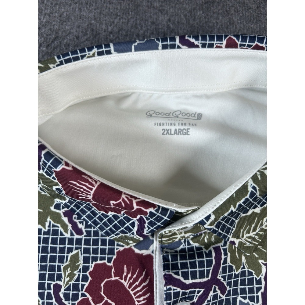 Good Good Golf Polo Shirt Men's 2XL Floral Performance Stretch Lightweight - Picture 3 of 9